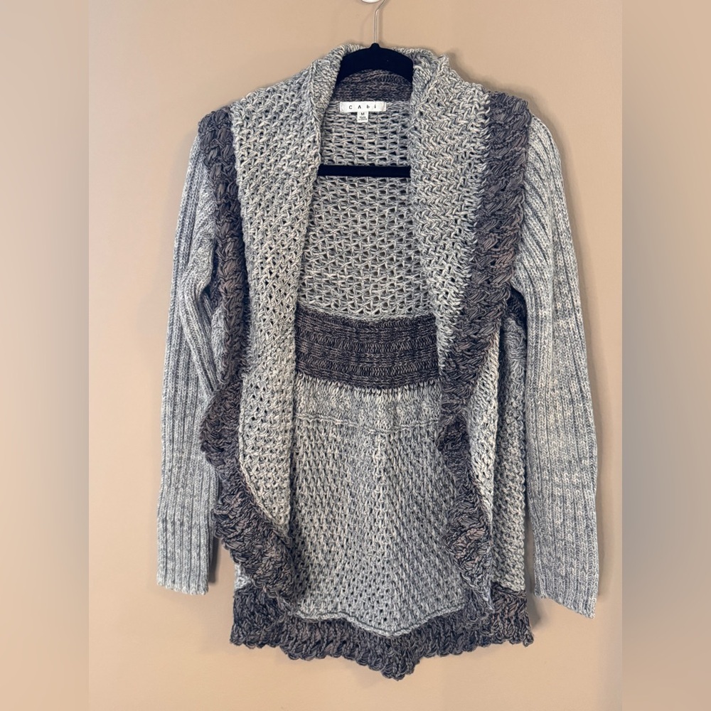 Cabi Shadow Circle Gray Cardigan Size M